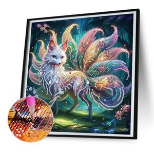 Colorful Tail Fox 30*30CM (canvas) Partial Special-Shaped Drill Diamond Painting