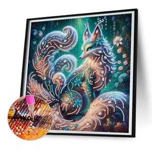 Green Eyed Fox 30*30CM (canvas) Partial Special-Shaped Drill Diamond Painting