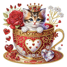 Load image into Gallery viewer, Red Cup Kitten 30*30CM (canvas) Partial Special-Shaped Drill Diamond Painting
