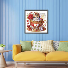 Load image into Gallery viewer, Red Cup Kitten 30*30CM (canvas) Partial Special-Shaped Drill Diamond Painting
