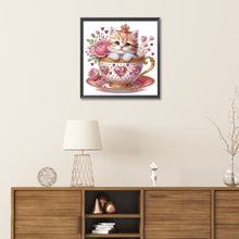 Load image into Gallery viewer, White Cup Kitten 30*30CM (canvas) Partial Special-Shaped Drill Diamond Painting
