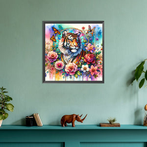 Flower Tiger 30*30CM (canvas) Full Round Drill Diamond Painting
