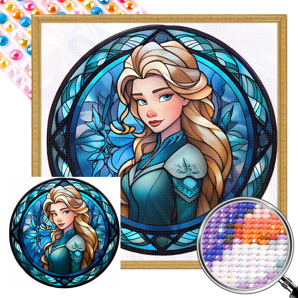 Glass Painting Disney Princess-Princess Anna 40*40CM (canvas) Full AB Round Drill Diamond Painting