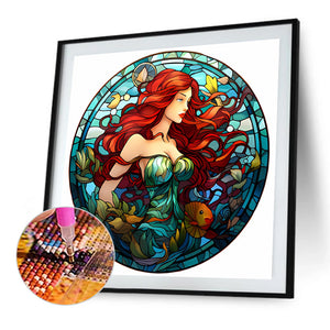 Glass Painting Disney Princess-Mermaid Princess 40*40CM (canvas) Full AB Round Drill Diamond Painting