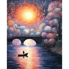 Load image into Gallery viewer, Small Bridge At Sunset And Flowing Water 40*50CM (canvas) Full AB Round Drill Diamond Painting
