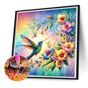 Flowers Hummingbird 30*30CM (canvas) Full Round Drill Diamond Painting