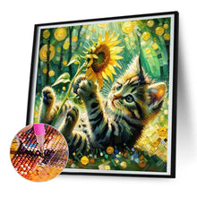 Load image into Gallery viewer, Sunflower And Kitten 30*30CM (canvas) Full Round Drill Diamond Painting
