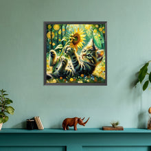 Load image into Gallery viewer, Sunflower And Kitten 30*30CM (canvas) Full Round Drill Diamond Painting
