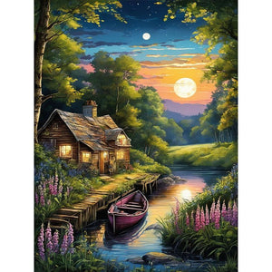 Houses Village 30*40CM (canvas) Full Round Drill Diamond Painting