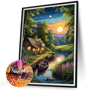 Houses Village 30*40CM (canvas) Full Round Drill Diamond Painting