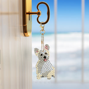 5 Pcs Double Sided Cute Dog Diamond Painting Keychain for Bag Charms Pendant