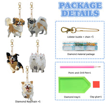 Load image into Gallery viewer, 5 Pcs Double Sided Cute Dog Diamond Painting Keychain for Bag Charms Pendant
