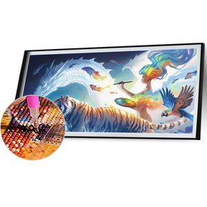 Tiger And Dragon 90*40CM (canvas) Full Round Drill Diamond Painting