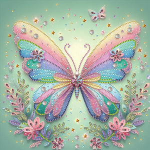 Green Screen Butterfly 30*30CM (canvas) Partial Special-Shaped Drill Diamond Painting