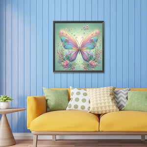 Green Screen Butterfly 30*30CM (canvas) Partial Special-Shaped Drill Diamond Painting