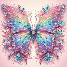 Load image into Gallery viewer, Pink Curtain Butterfly 30*30CM (canvas) Partial Special-Shaped Drill Diamond Painting
