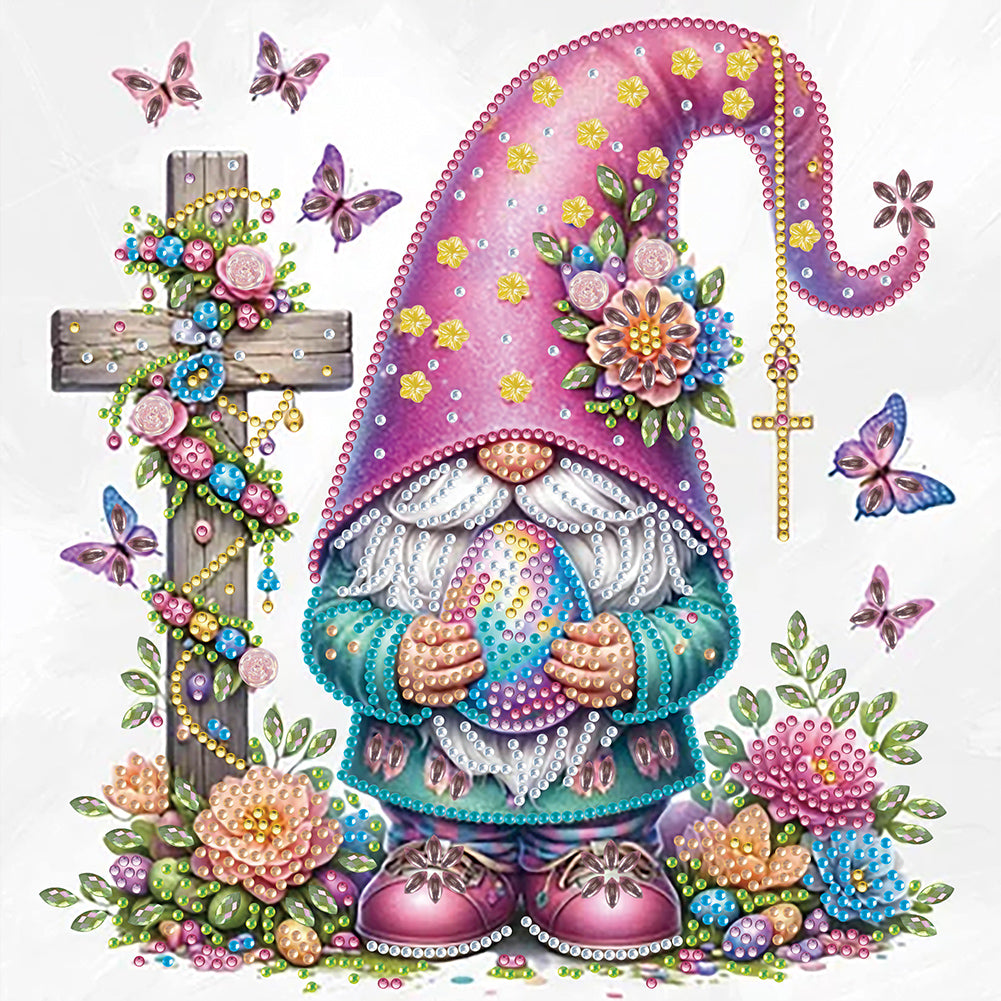 Easter Cross Gnome 30*30CM (canvas) Partial Special-Shaped Drill Diamond Painting
