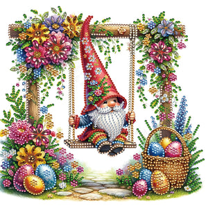 Easter Swing Gnome 30*30CM (canvas) Partial Special-Shaped Drill Diamond Painting