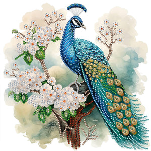 Flower Tree Peacock 30*30CM (canvas) Partial Special-Shaped Drill Diamond Painting