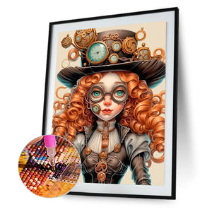 Steampunk Girl 40*55CM (canvas) Full Round Drill Diamond Painting