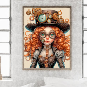Steampunk Girl 40*55CM (canvas) Full Round Drill Diamond Painting