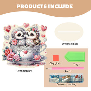 Acrylic Owl 5D DIY Diamond Painting Art Tabletop Home Decoration (Owl in Cup)