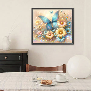 Pearl Daisy Butterfly 35*30CM (canvas) Full Round Drill Diamond Painting