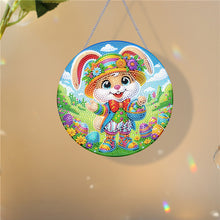 Load image into Gallery viewer, Easter Rabbit Diamond Painting Hanging Pendant for Wall Decor (Rabbit in Hat)
