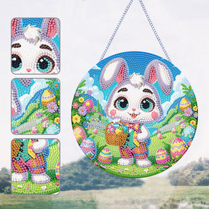 Easter Rabbit Diamond Painting Hanging Pendant Art for Wall Decor (White Rabbit)