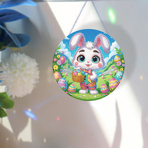 Easter Rabbit Diamond Painting Hanging Pendant Art for Wall Decor (White Rabbit)