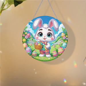 Easter Rabbit Diamond Painting Hanging Pendant Art for Wall Decor (White Rabbit)