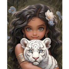 Load image into Gallery viewer, Girl And White Tiger 40*50CM (canvas) Full Round Drill Diamond Painting
