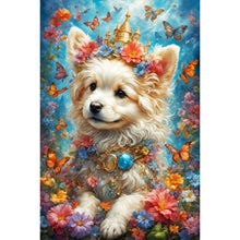 Load image into Gallery viewer, Flowers And White Dog 40*60CM (canvas) Full Round Drill Diamond Painting
