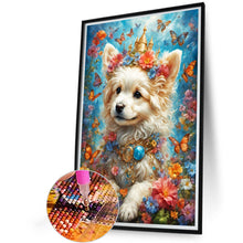 Load image into Gallery viewer, Flowers And White Dog 40*60CM (canvas) Full Round Drill Diamond Painting
