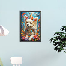 Load image into Gallery viewer, Flowers And White Dog 40*60CM (canvas) Full Round Drill Diamond Painting
