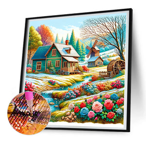 Pastoral House 30*30CM (canvas) Full Round Drill Diamond Painting