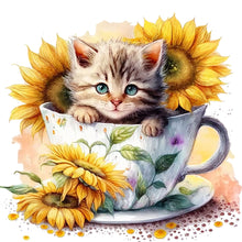 Load image into Gallery viewer, Sunflower Teacup Cat 30*30CM (canvas) Full Square Drill Diamond Painting
