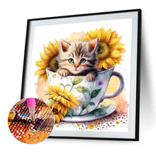 Load image into Gallery viewer, Sunflower Teacup Cat 30*30CM (canvas) Full Square Drill Diamond Painting
