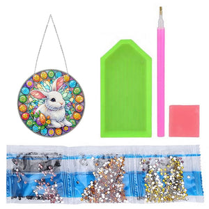 Sun Catcher 5D DIY Diamond Painting Dots Pendant for Office Decor (Egg Bunny)