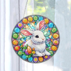 Sun Catcher 5D DIY Diamond Painting Dots Pendant for Office Decor (Egg Bunny)