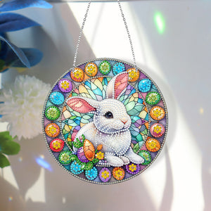 Sun Catcher 5D DIY Diamond Painting Dots Pendant for Office Decor (Egg Bunny)