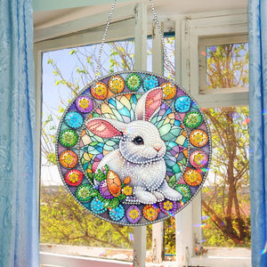 Sun Catcher 5D DIY Diamond Painting Dots Pendant for Office Decor (Egg Bunny)