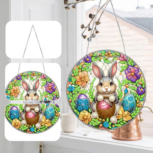 Sun Catcher 5D DIY Diamond Painting Dots Pendant for Office Decor (Flower Bunny)