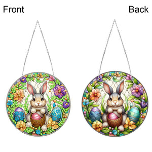 Sun Catcher 5D DIY Diamond Painting Dots Pendant for Office Decor (Flower Bunny)