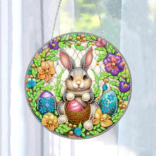 Load image into Gallery viewer, Sun Catcher 5D DIY Diamond Painting Dots Pendant for Office Decor (Flower Bunny)
