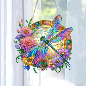 Sun Catcher Diamond Painting Dot Pendant for Office Decor (Dragonfly KJ0109)