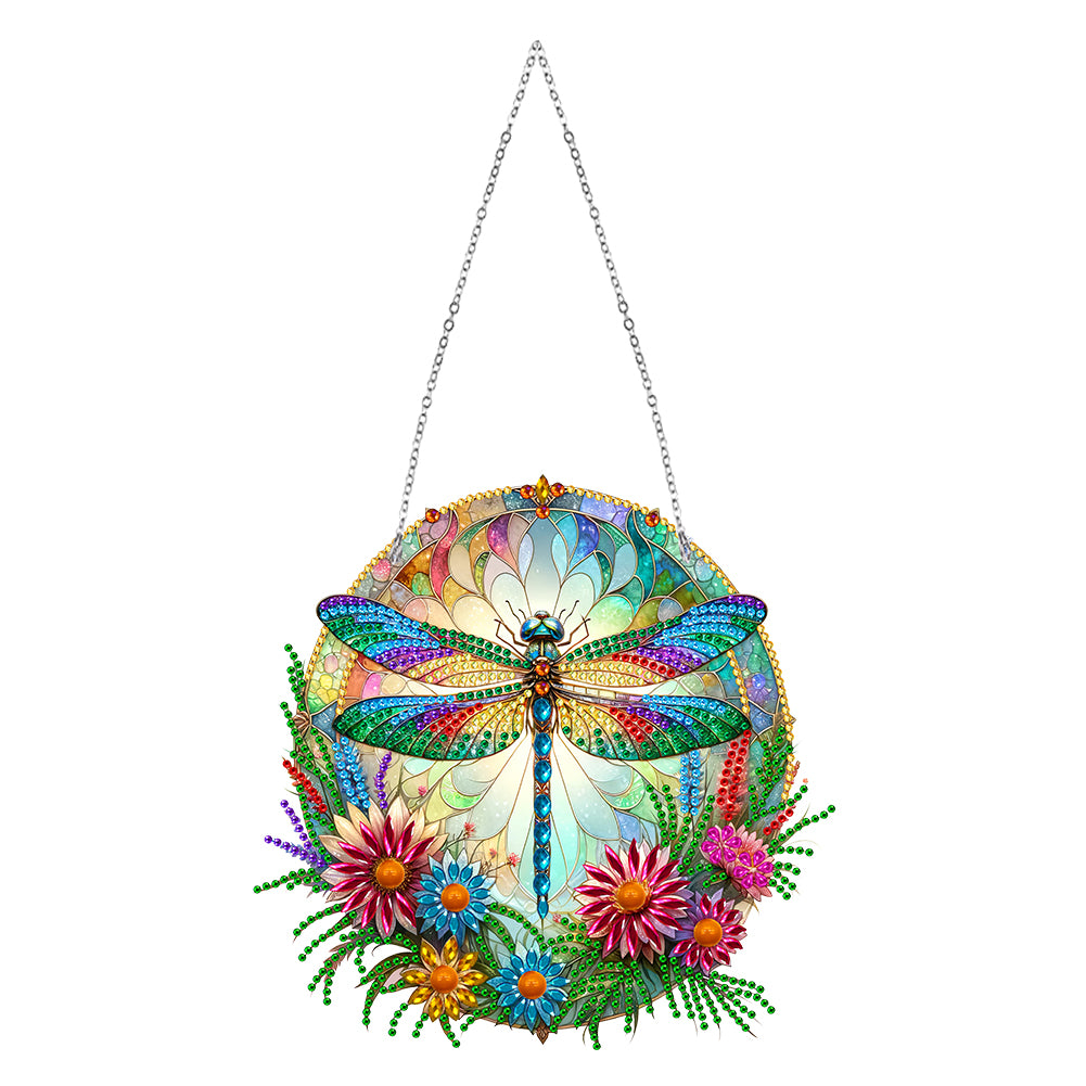 Sun Catcher Diamond Painting Dot Pendant for Office Decor (Dragonfly KJ0110)