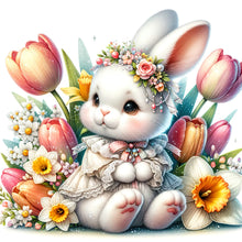 Load image into Gallery viewer, Flowers And Elegant Bunny 30*30CM (canvas) Full Round Drill Diamond Painting
