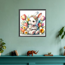 Load image into Gallery viewer, Flowers And Elegant Bunny 30*30CM (canvas) Full Round Drill Diamond Painting
