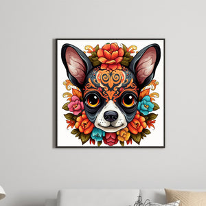 Painted Dog Head 30*30CM (canvas) Full Round Drill Diamond Painting